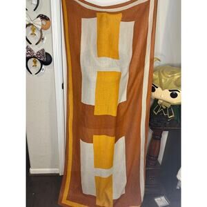 Luxury H Pattern Metallic Knit Wrap Scarf Super Soft Orange Gold Shimmer